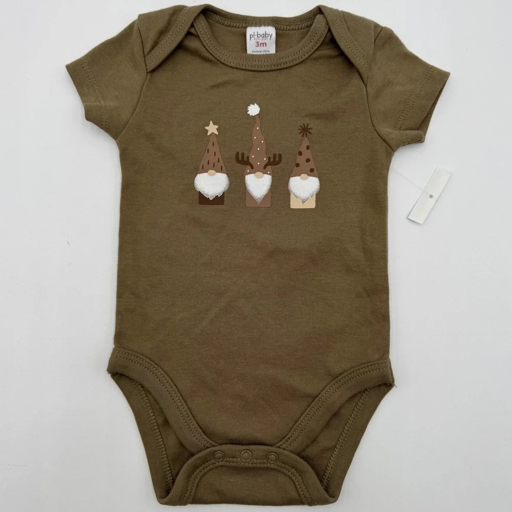 PL Baby Holiday Gnome Ice Cream Cone‎ Print 3 Piece Outfit Set Baby 3M Christmas